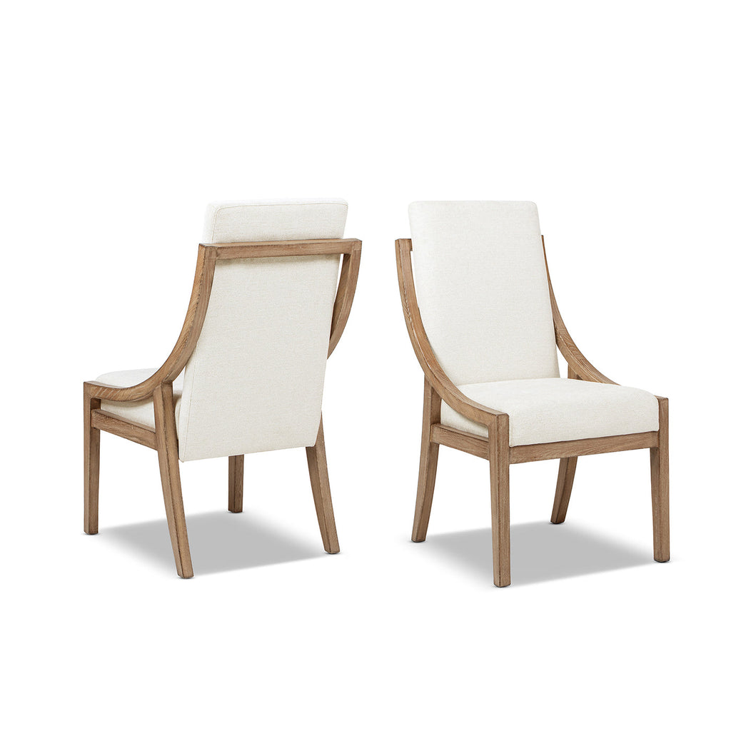 Lennox High-Back Upholstered Reclaimed Pine Wood Dining Chair Set