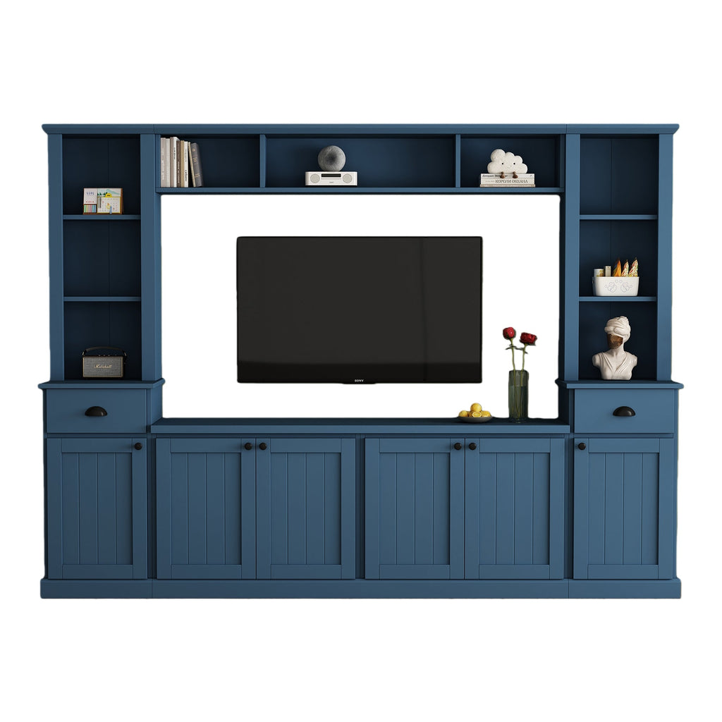 Minimalist Entertainment Wall Unit with Bridge for TVs Up to 75''