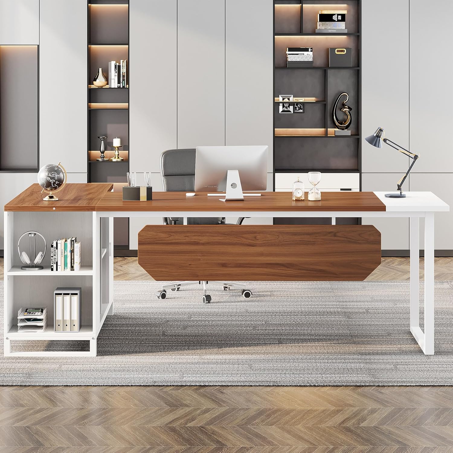 70.8-Inch Executive Desk with 55-Inch File Cabinet