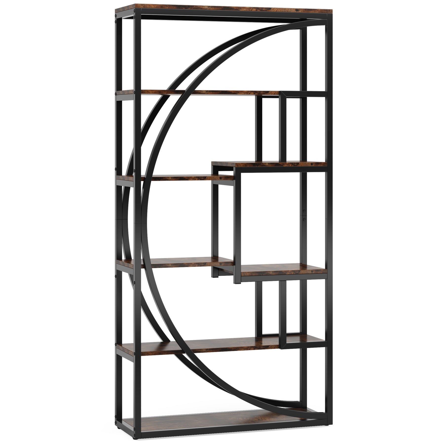 70.47" Height Industrial 5-Tier Rustic Bookcase