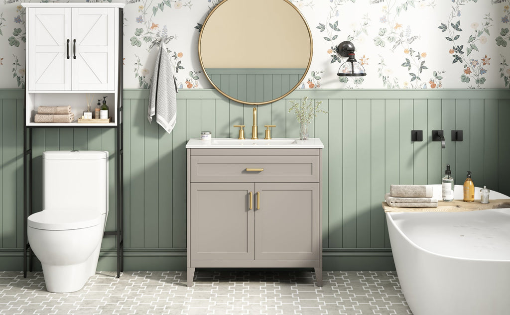 30" Bathroom Vanity with Ceramic Sink Top