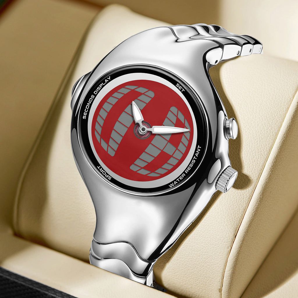 Mens Twisted Vintage Asymmetric Dual-Display Watch