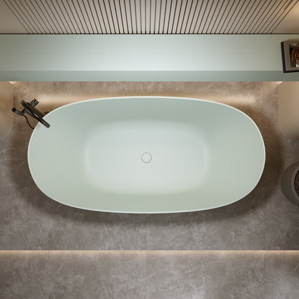 65'' Freestanding Bathtub Resin Stone Soaking Bathtub