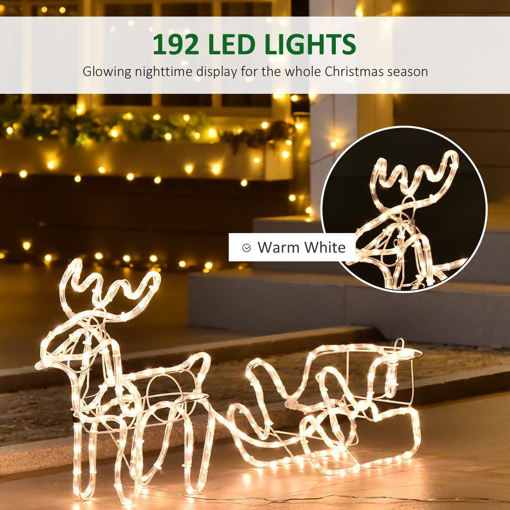 Outsunny 35" LED Reindeer Sleigh Outdoor Christmas Standing Figure Decoration