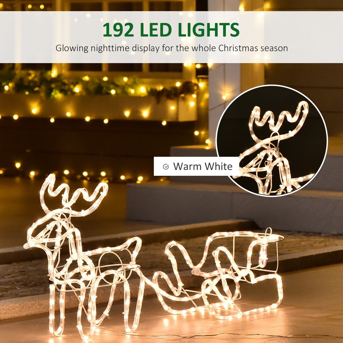 Outsunny 35" LED Reindeer Sleigh Outdoor Christmas Standing Figure Decoration