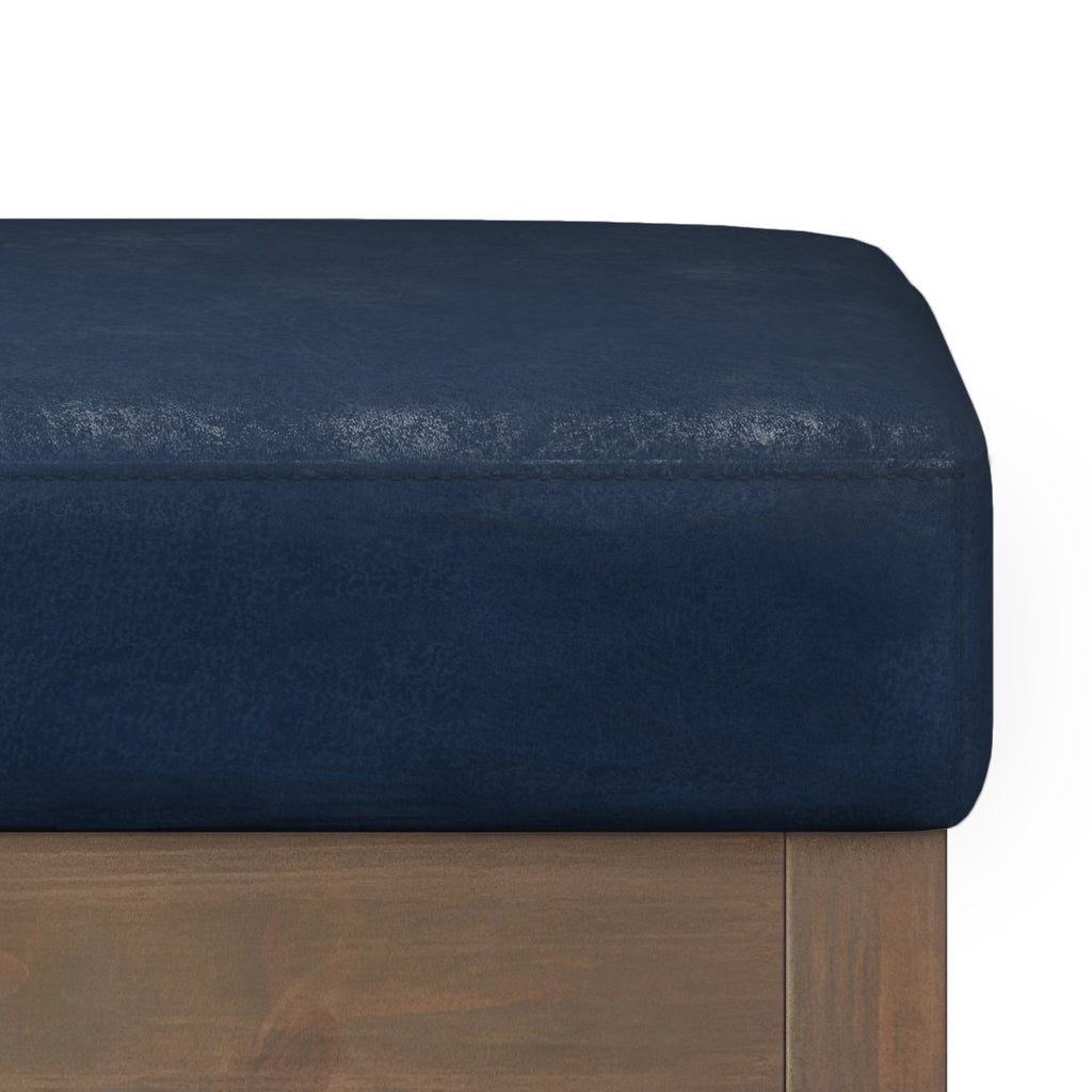 Milltown 27 Inch Wide Solid Wood Footstool Small Ottoman Bench