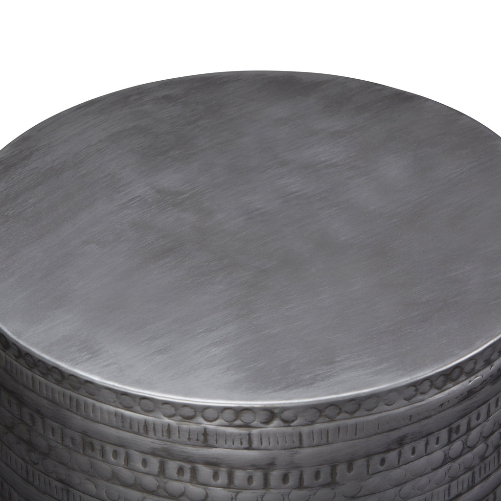 Johnsen 15 Inch Wide Tribal Pattern Metal Accent Table
