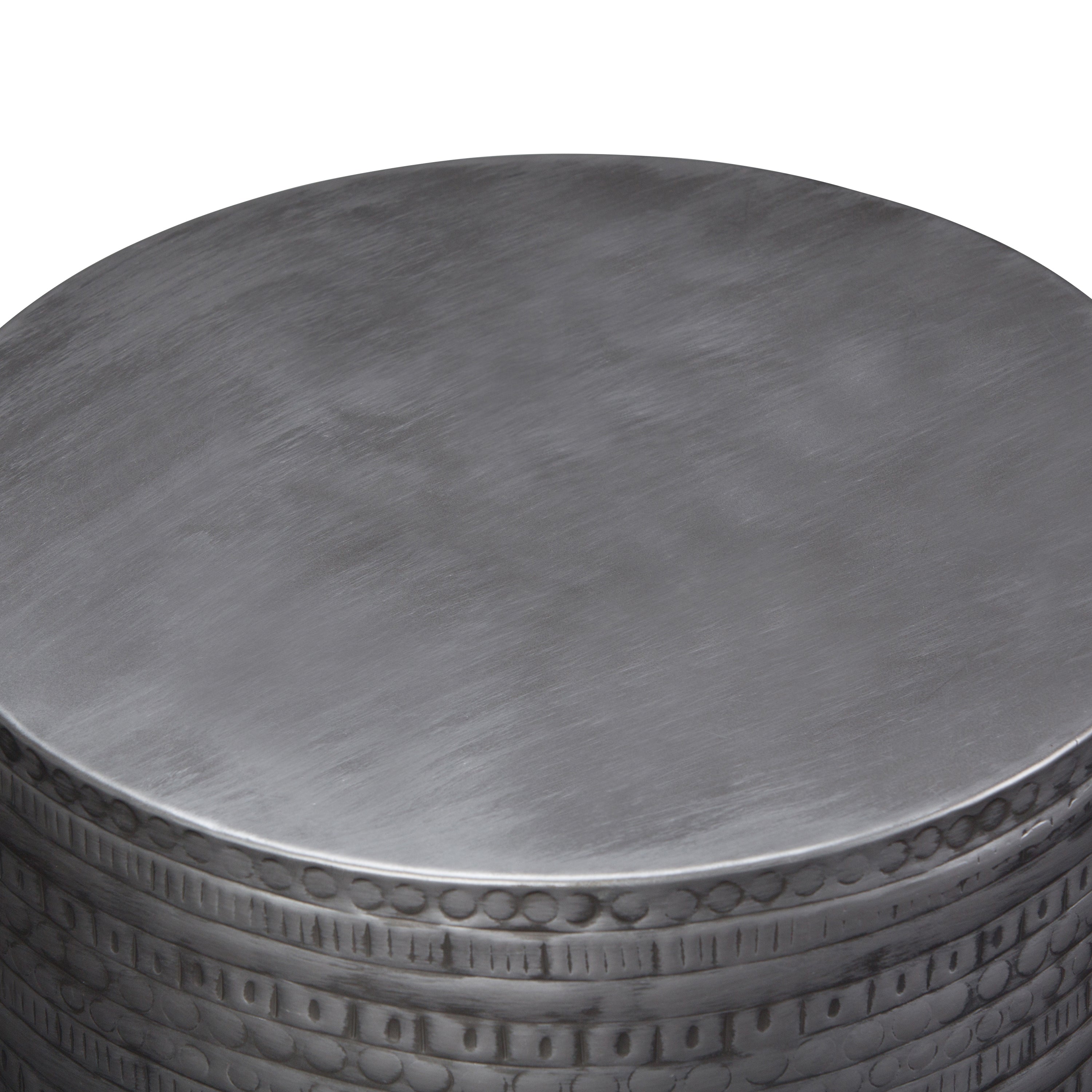 Johnsen 15 Inch Wide Tribal Pattern Metal Accent Table
