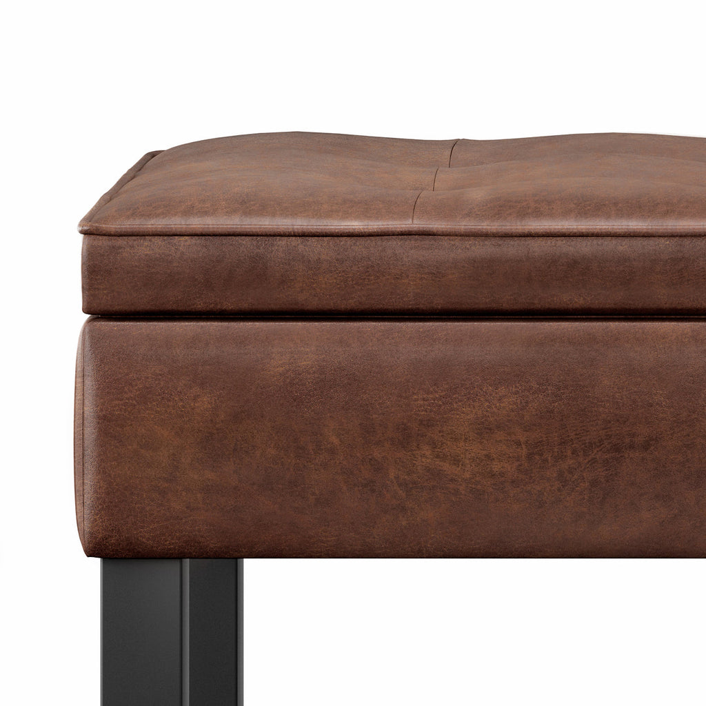 Cosmopolitan Storage Ottoman Bench with Open Bottom - Distressed Saddle