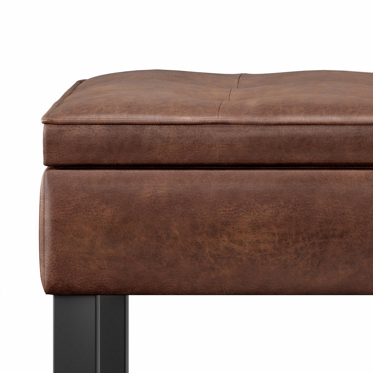 Cosmopolitan Storage Ottoman Bench with Open Bottom - Distressed Saddle