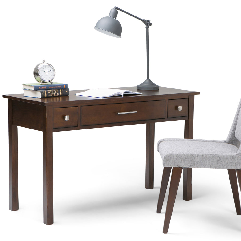 Avalon 47 Inch Wide Solid Wood Writing Office Desk in Brunette