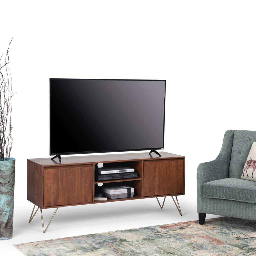 Hunter 60 Inch Wide Solid Mango Wood TV Stand in Urban