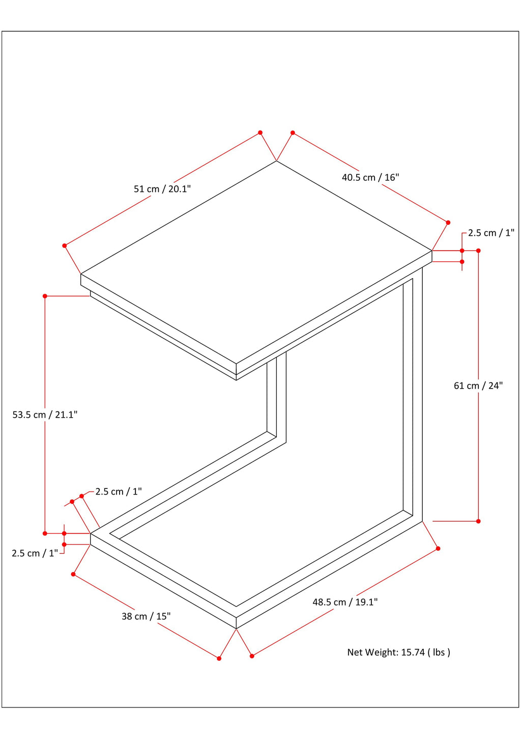 Skyler Wide C Side Table - Dark