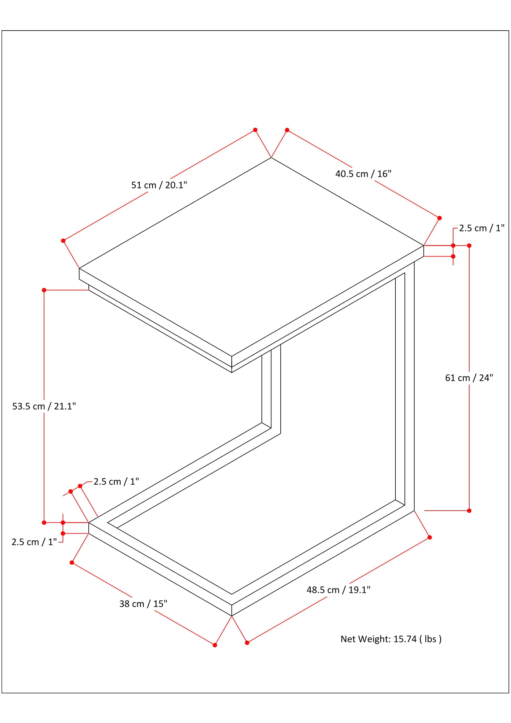 Skyler Wide C Side Table - Dark