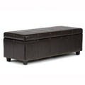 Kingsley 48 Inch Wide Large Storage Ottoman in Coffee