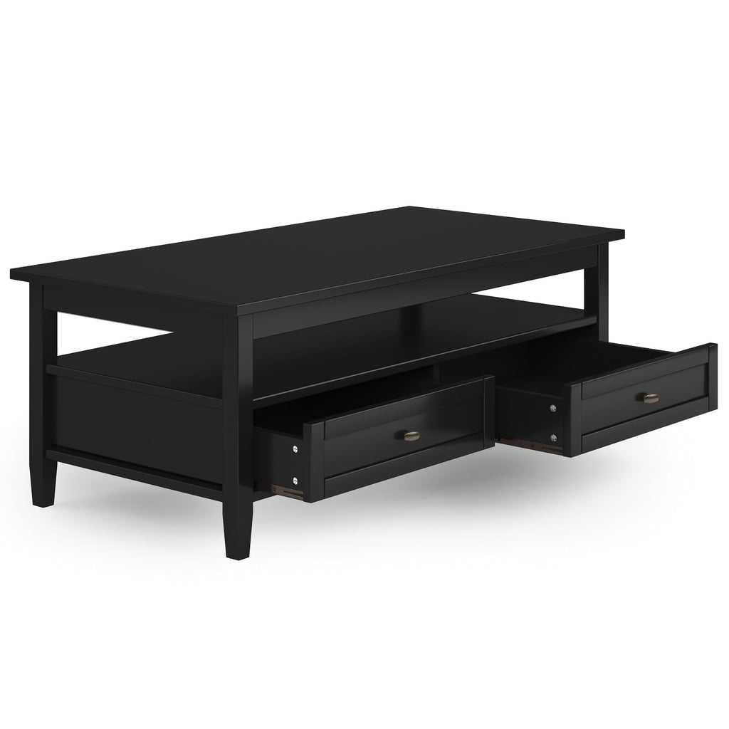 Warm Shaker Solid Wood 48 Inch Wide Transitional Coffee Table