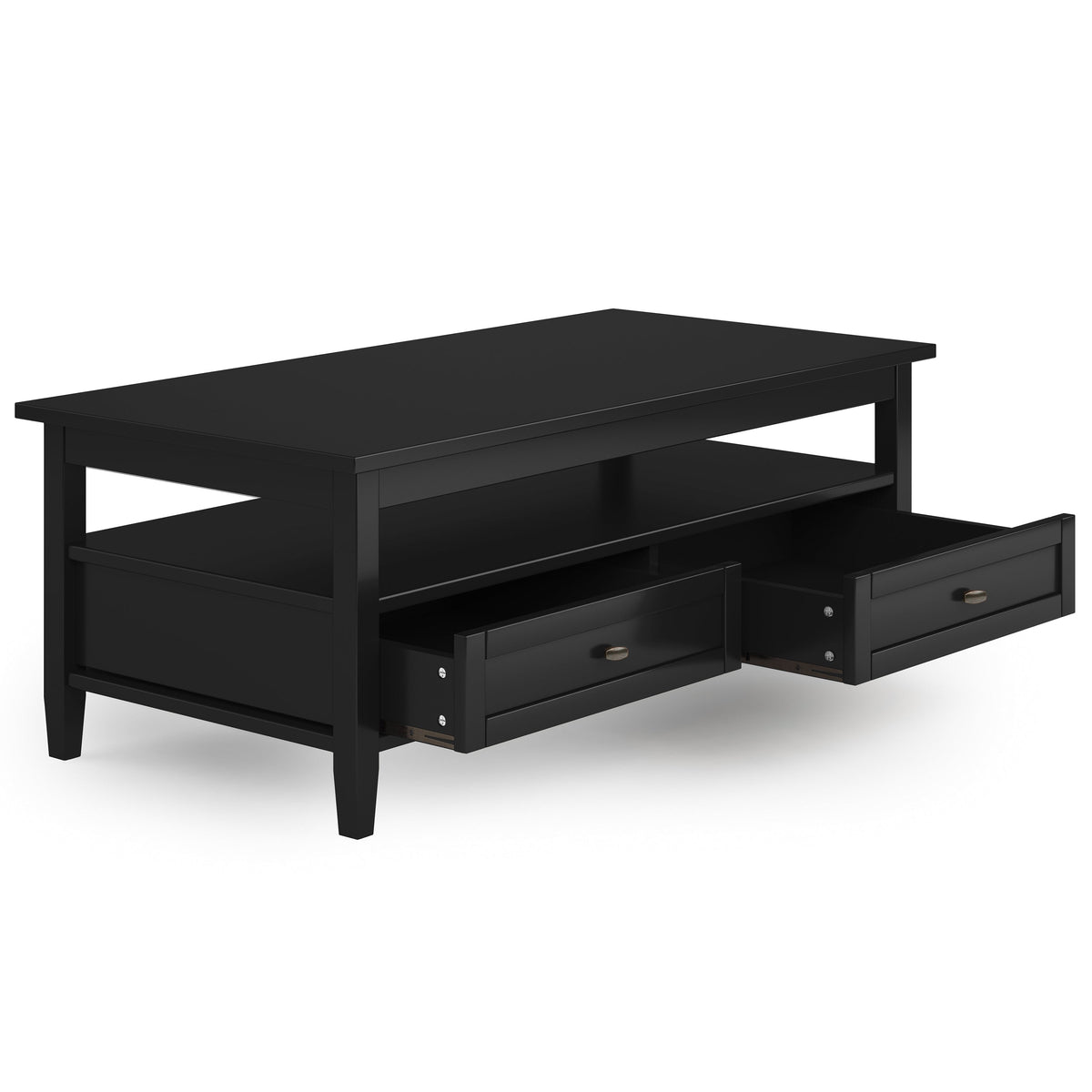 Warm Shaker Solid Wood 48 Inch Wide Transitional Coffee Table