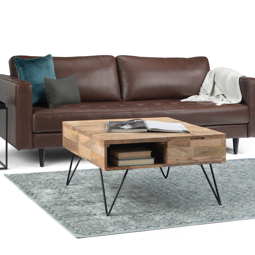 Hunter 32 Inch Wide Solid Mango Wood Lift Top Square Coffee Table