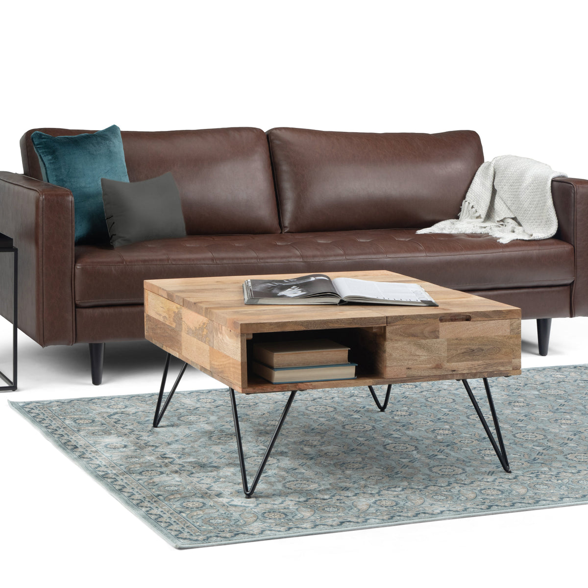 Hunter 32 Inch Wide Solid Mango Wood Lift Top Square Coffee Table