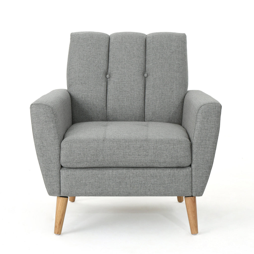 Mid Century Fabric Channel Stitch Club Chair
