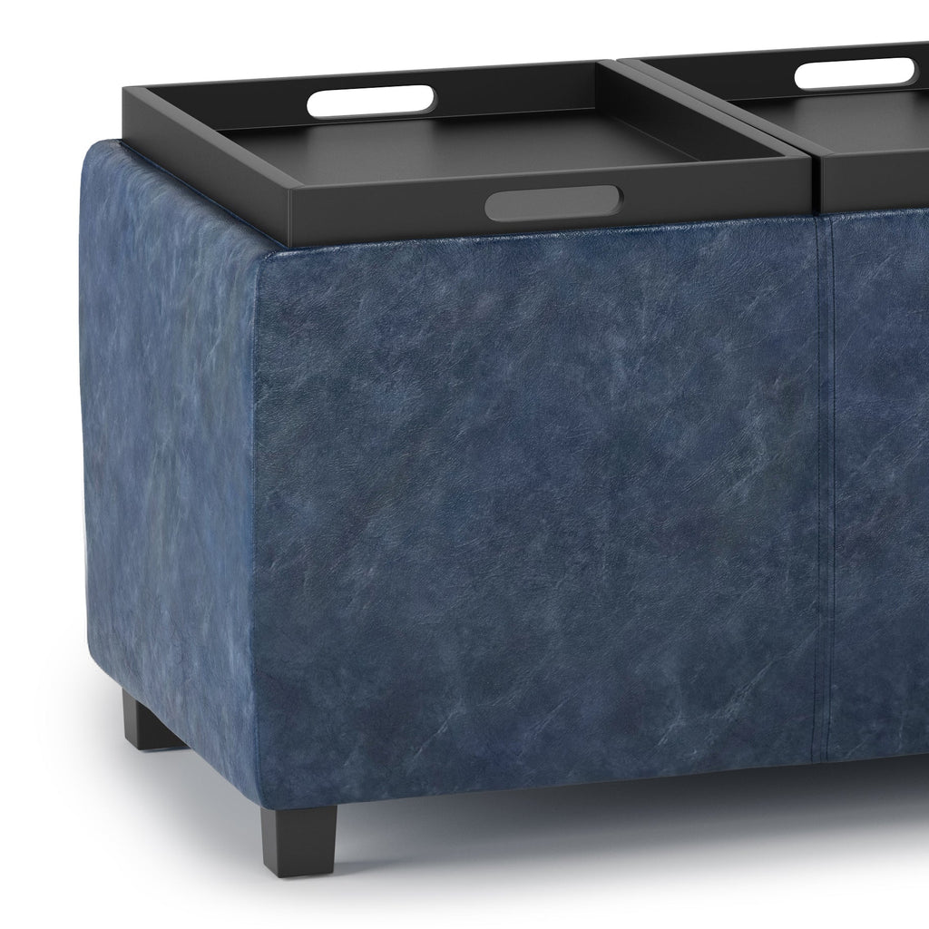 Avalon 42 Inch Wide Storage Ottoman in Denim