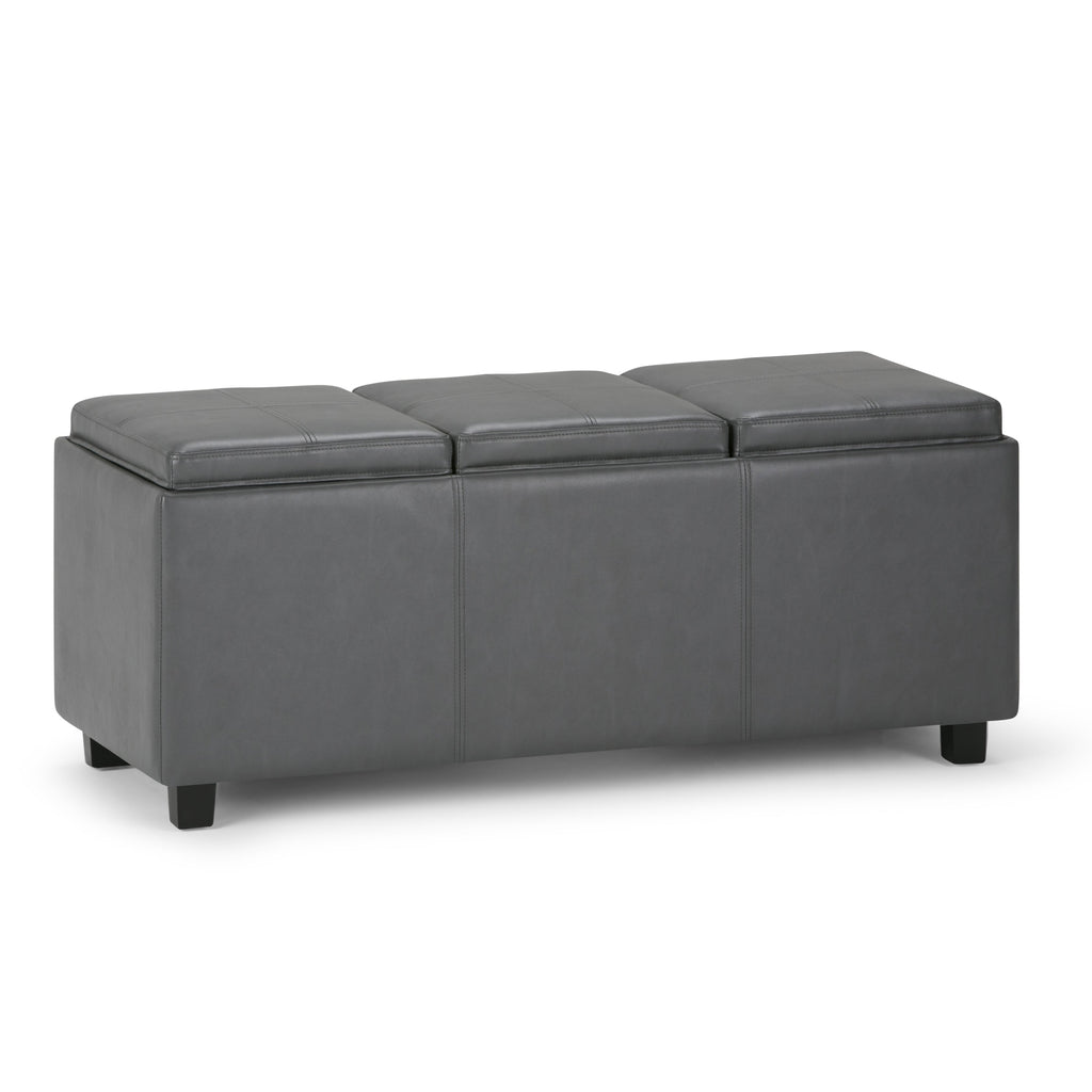 Avalon 42 Inch Wide Storage Ottoman in Stone