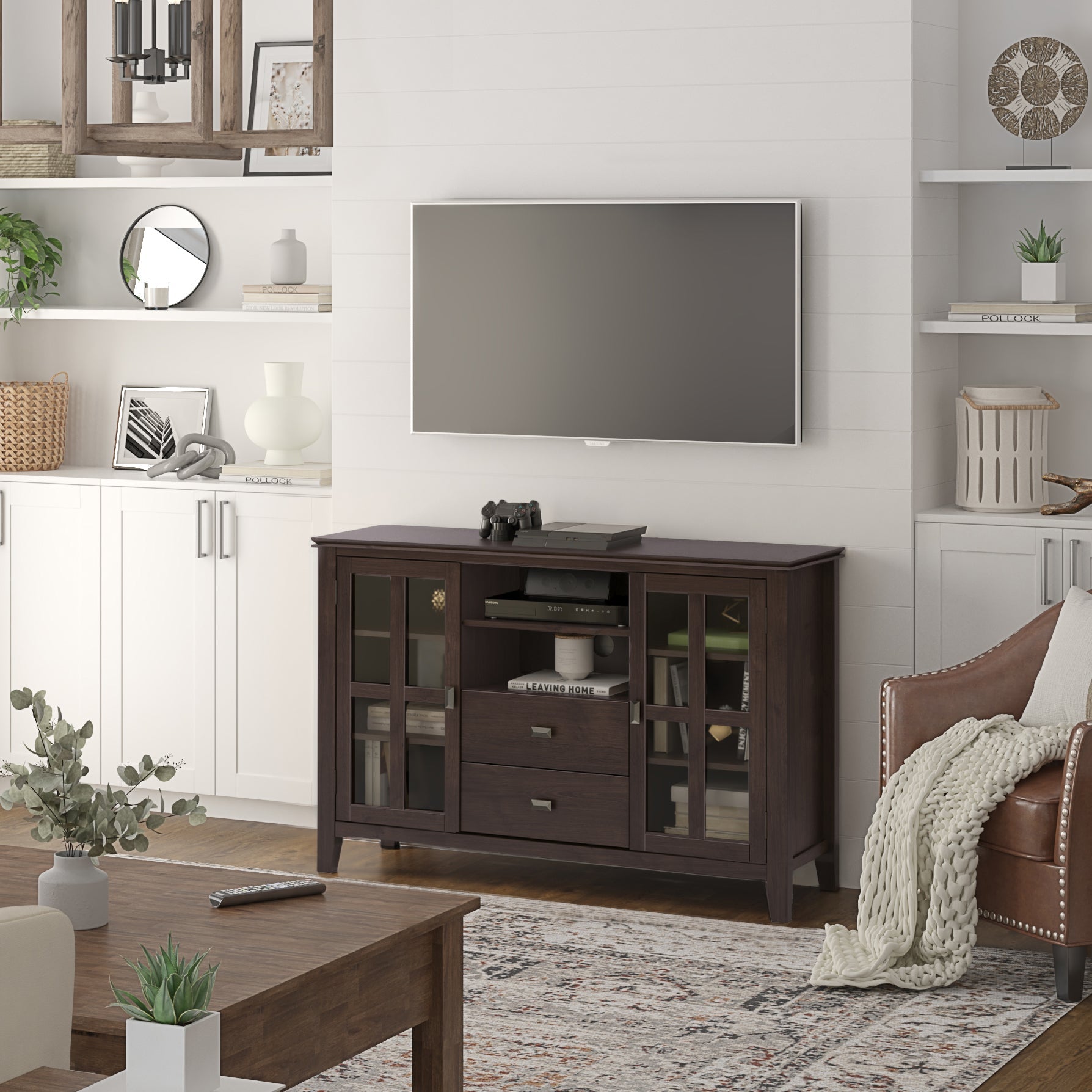 Artisan 53 Inch Wide Solid Wood Tall TV Stand