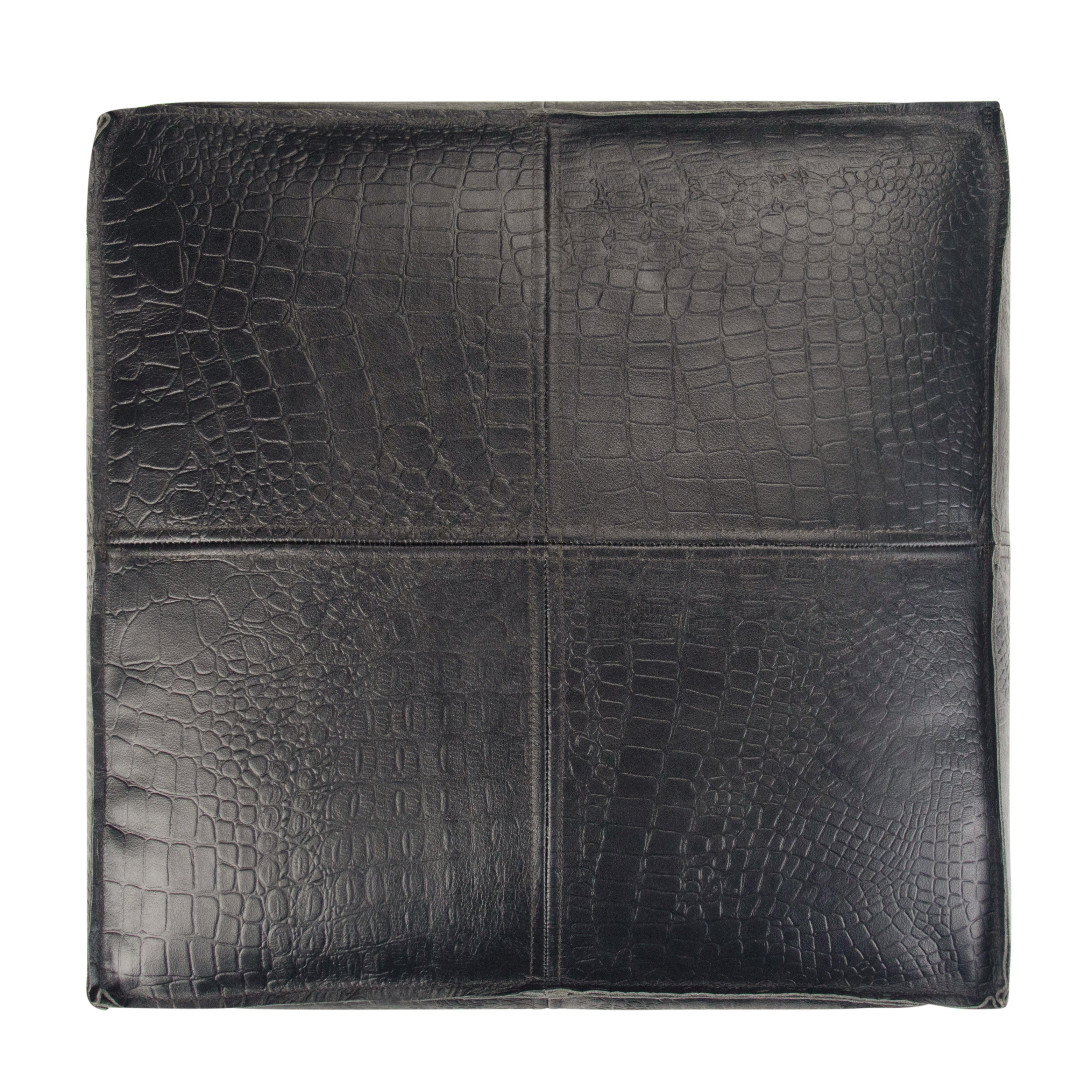 Brody 18 Inch Wide Square Top Stitch Pouf in Textured