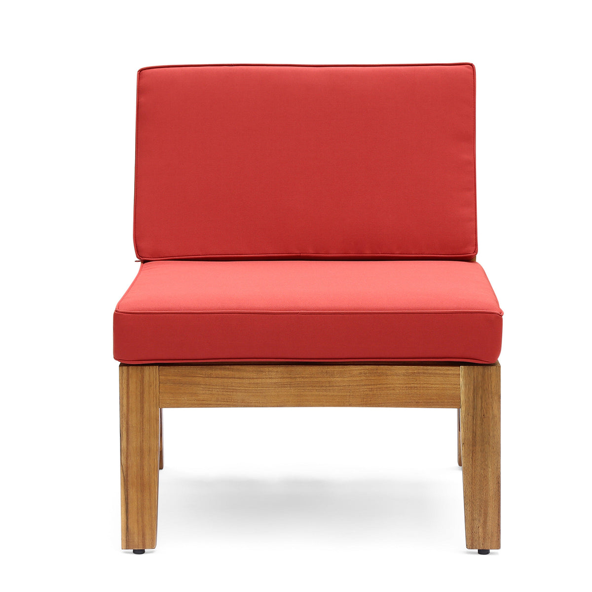 Grenada 8 Seater Acacia Wood Sectional Sofa Set, Teak+Red