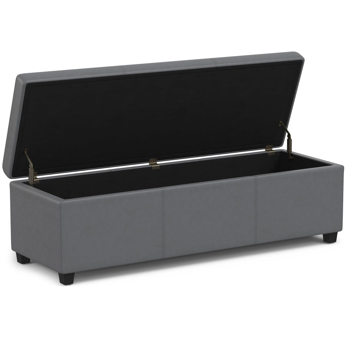 Avalon 54 Inch Wide Extra Large Storage Ottoman Bench in Stone