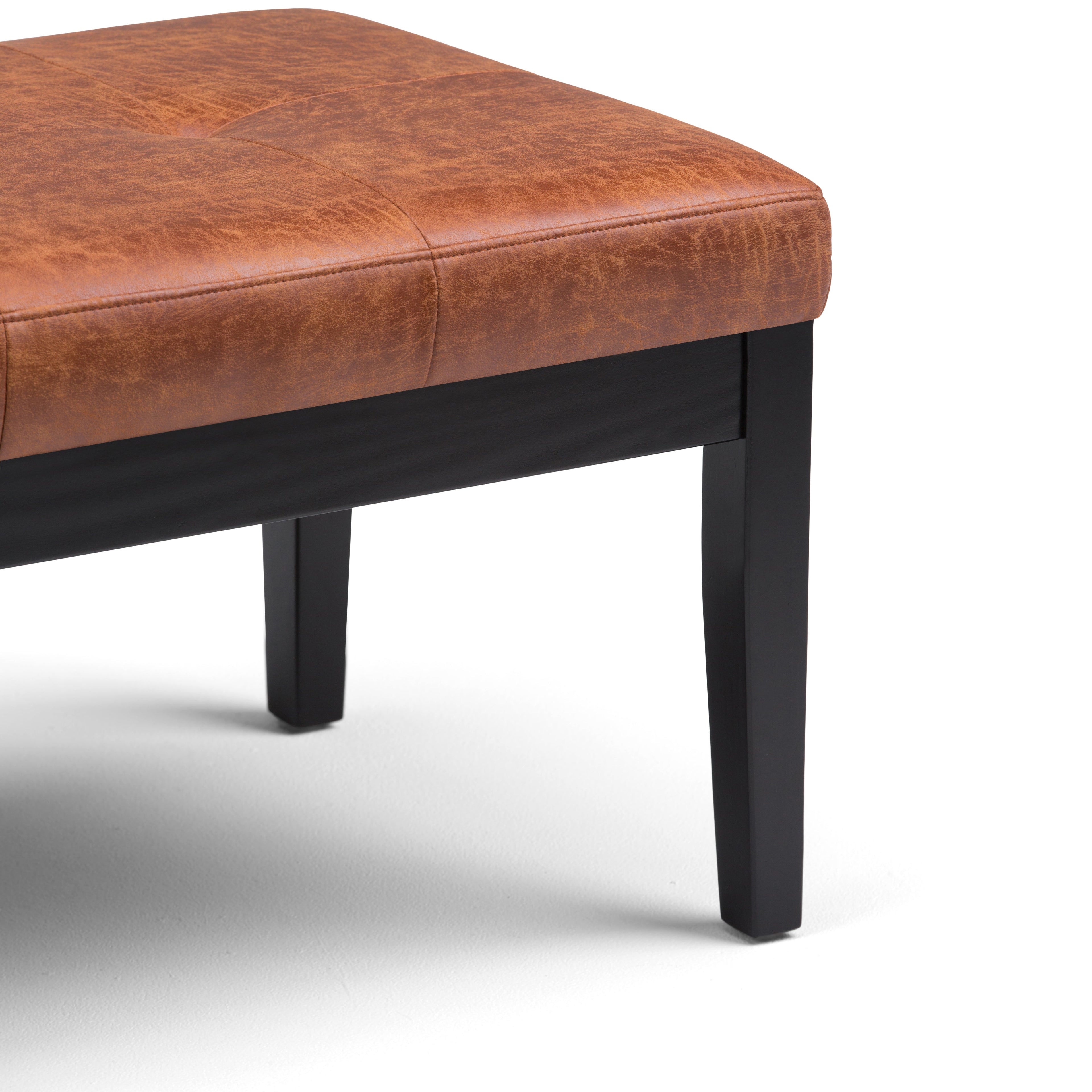 Lacey - Tufted Ottoman Bench - Distressed Saddle