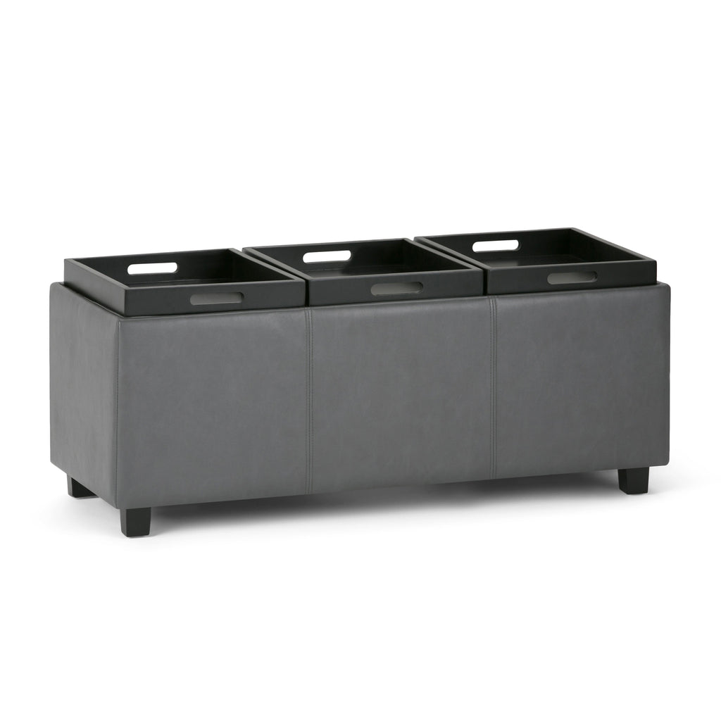 Avalon 42 Inch Wide Storage Ottoman in Stone