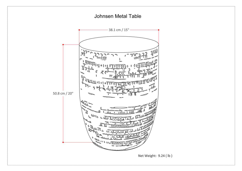 Johnsen 15 Inch Wide Tribal Pattern Metal Accent Table