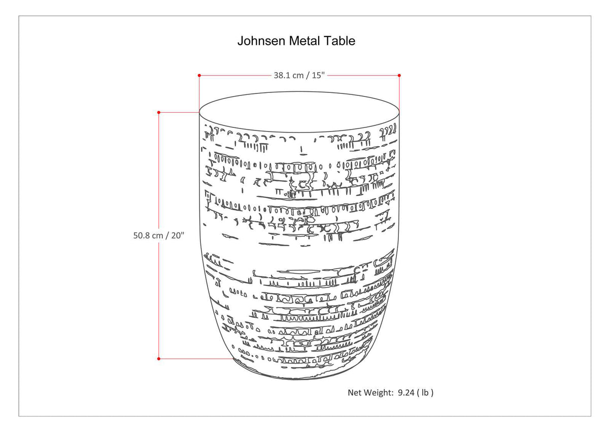 Johnsen 15 Inch Wide Tribal Pattern Metal Accent Table
