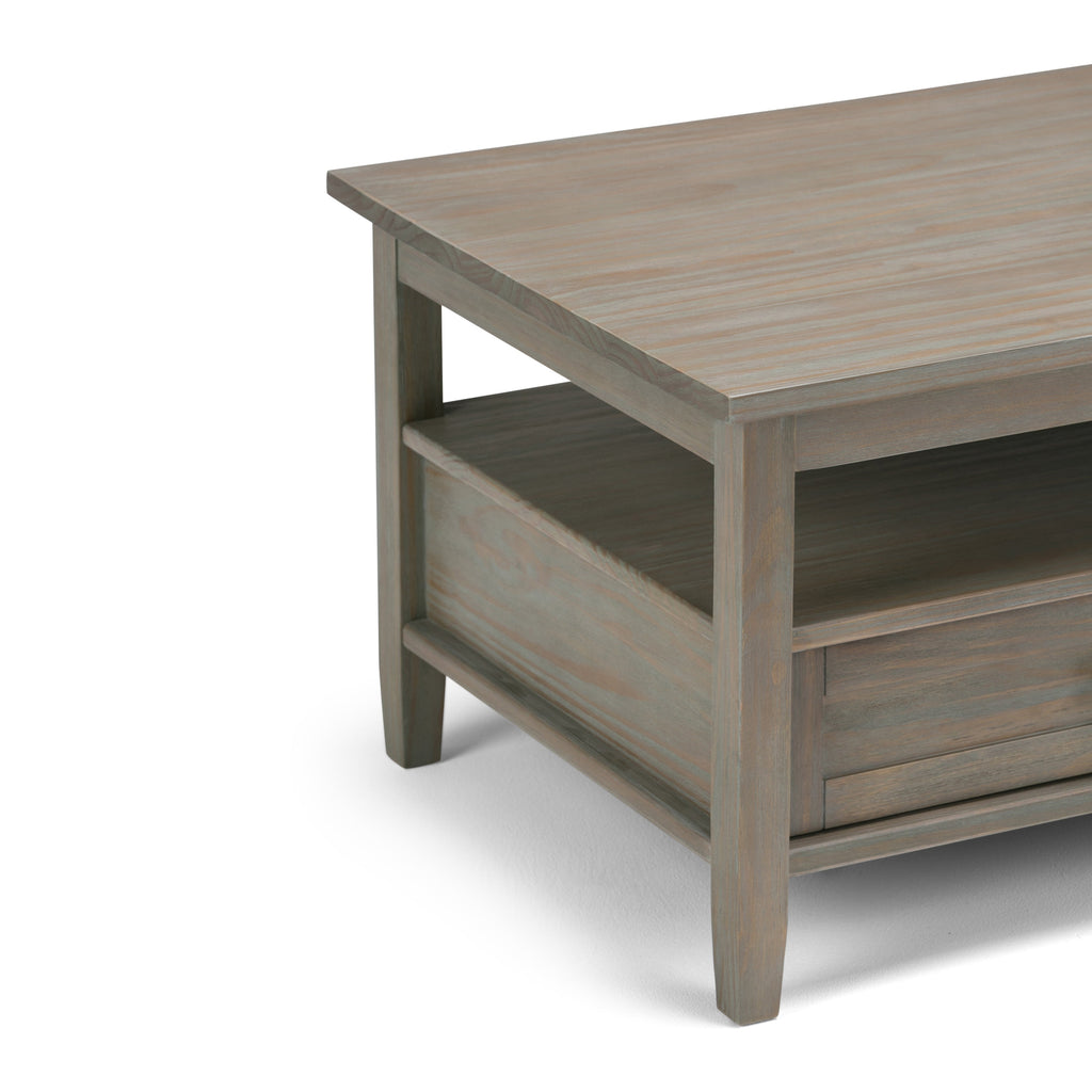 Warm Shaker Solid Wood 48 Inch Wide Transitional Coffee Table