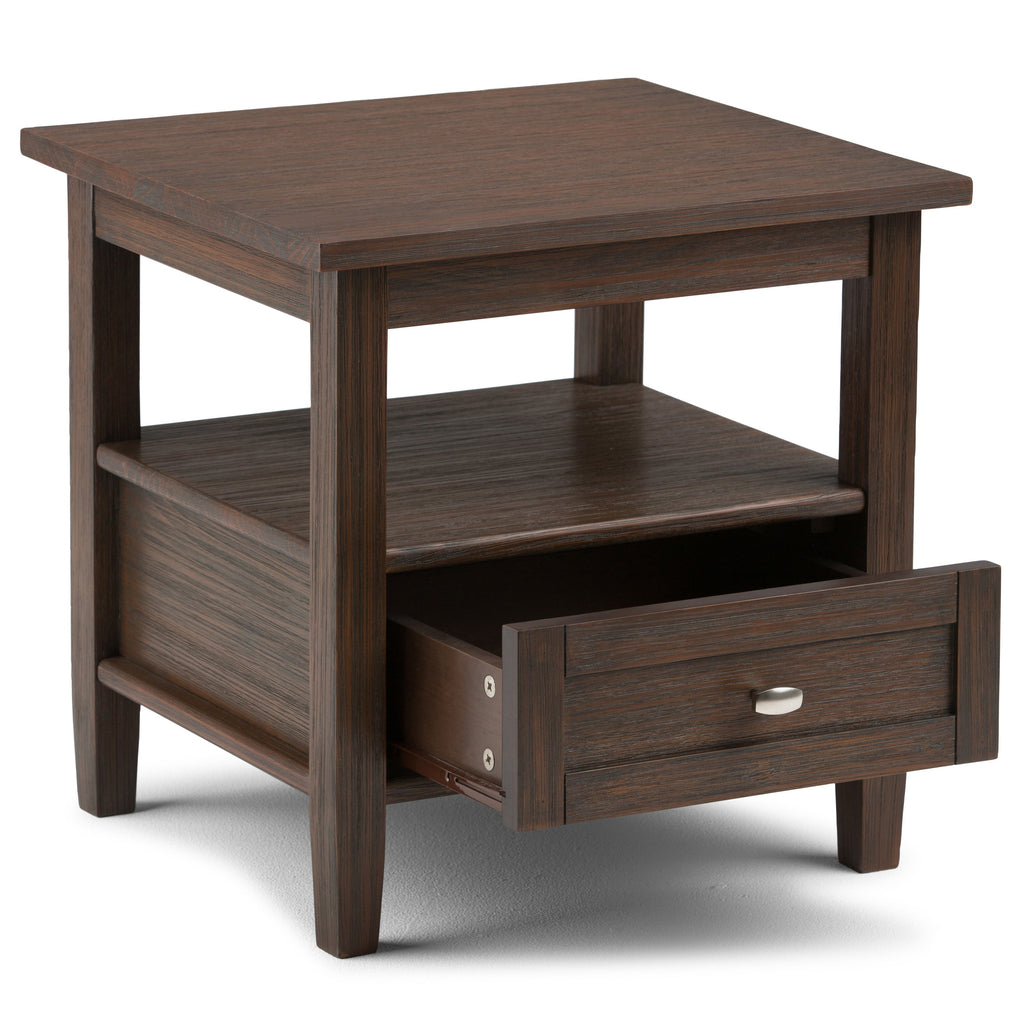 Warm Shaker Solid Wood 20 Inch Wide Transitional End Table