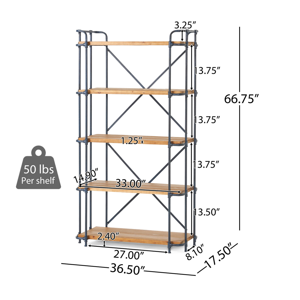 Yorktown 5-Shelf Bookcase