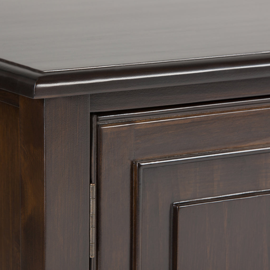 Connaught 72 Inch Wide Solid Wood TV Stand in Dark Chestnut