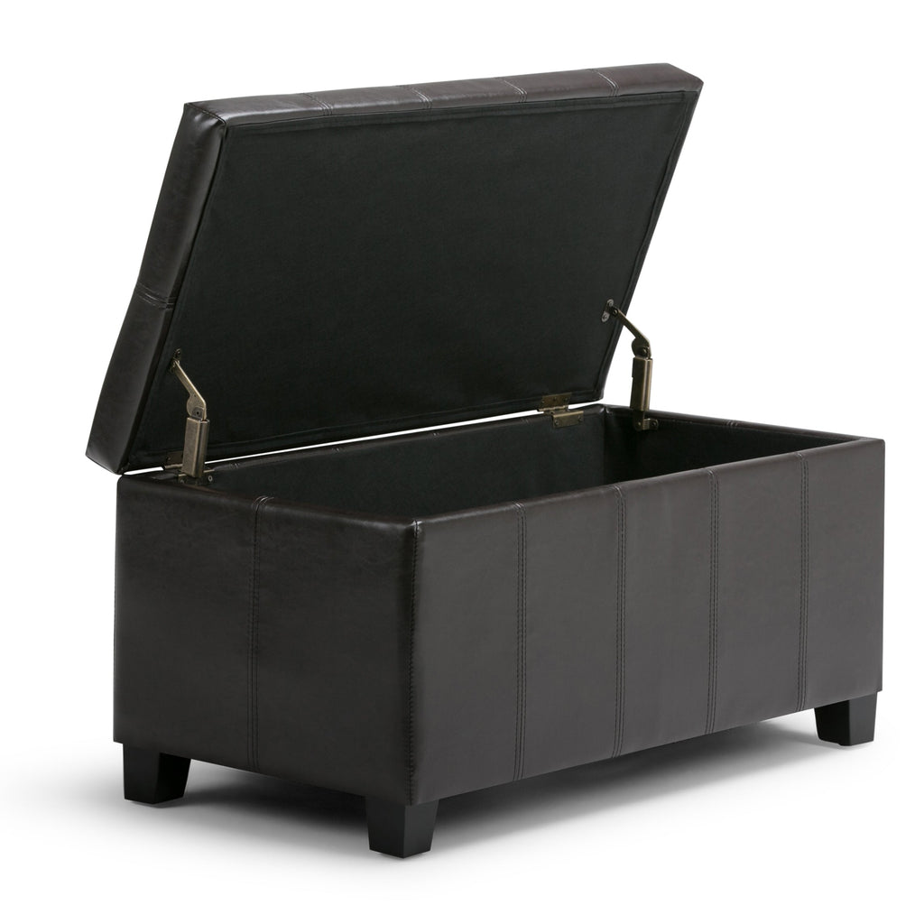 Dover 36 Inch Wide Storage Ottoman Bench in Tanners