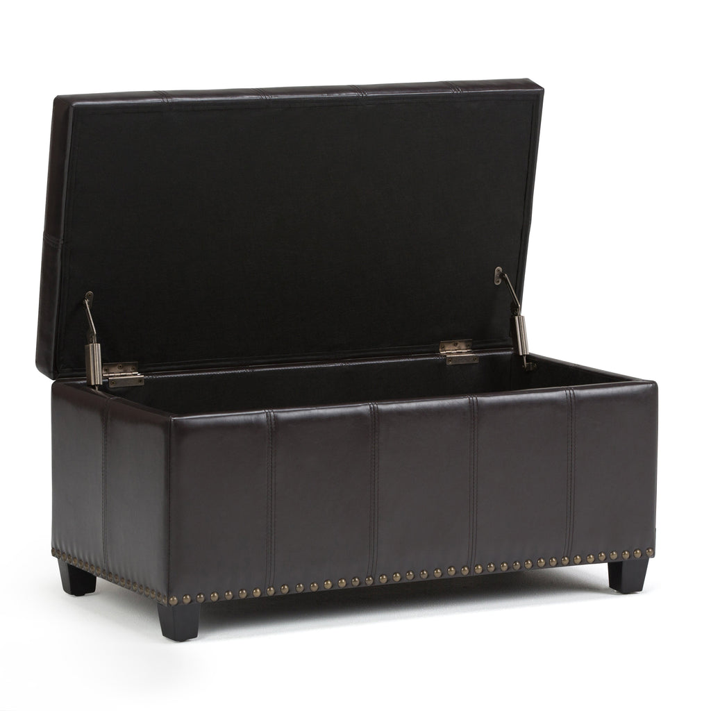 Amelia 33 Inch Wide Storage Ottoman Bench in Tanners