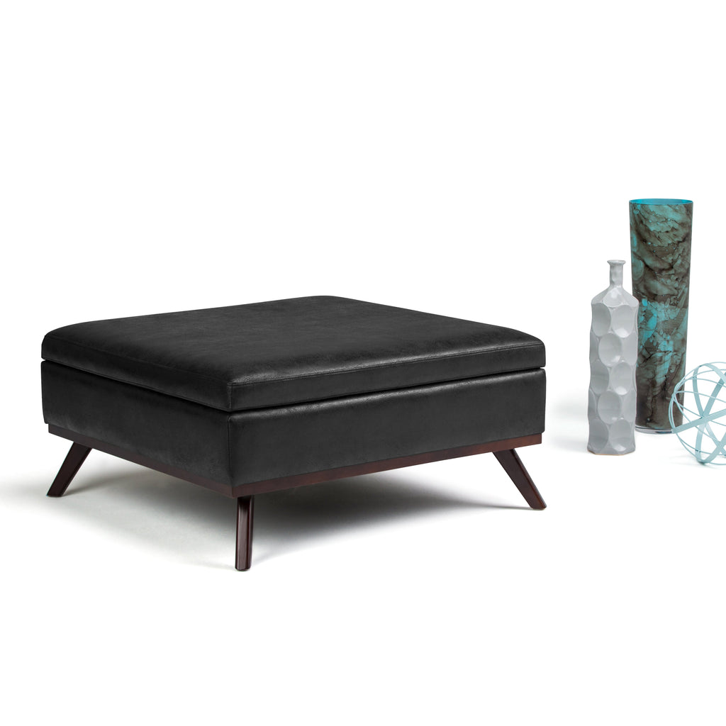 Owen 36 Inch Wide Square Coffee Table Storage Ottoman
