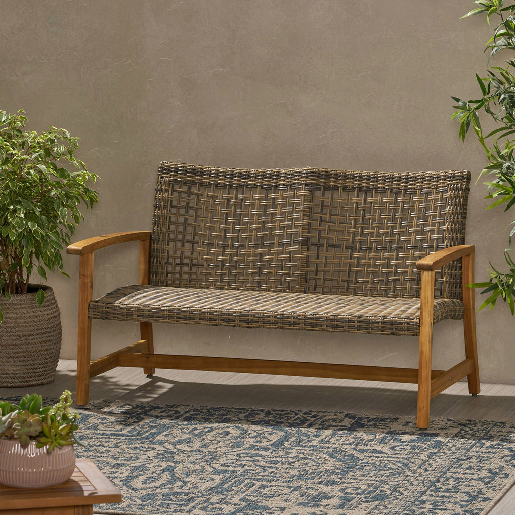 Hampton Wood + Wicker Loveseat