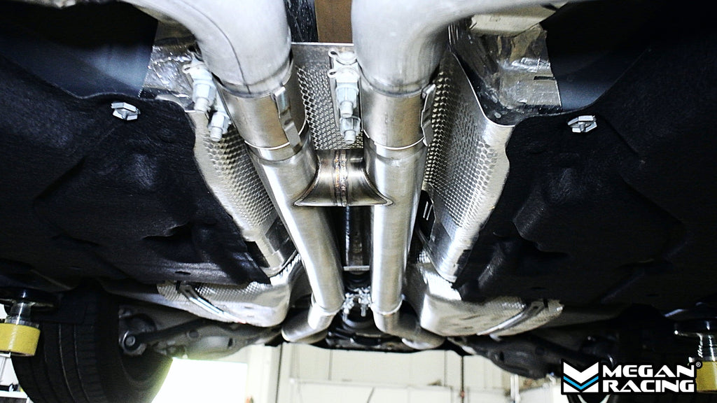 Megan Racing Midpipe H-Pipe for Ford Mustang 2015-2023 GT & 2024+ GT Dark Horse – T-304 Stainless, 1-Year Warranty