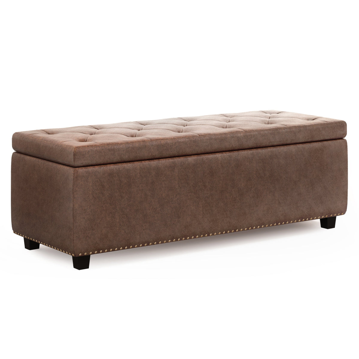 Hamilton 48 Inch Wide Storage Ottoman in Distressed Umber