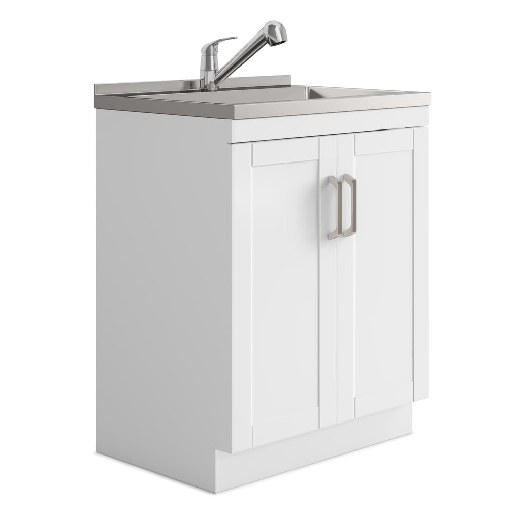 Kyle 28" Laundry Cabinet with Faucet and Stainless Steel Sink