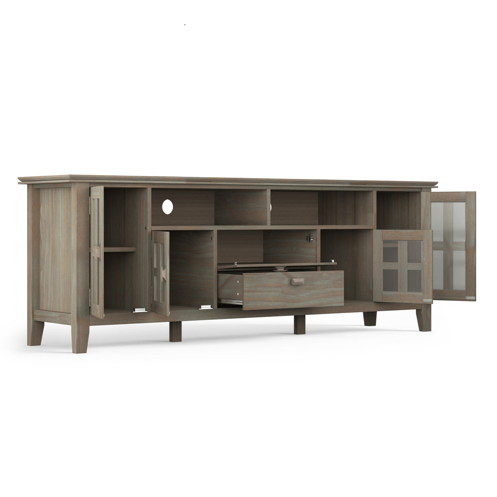 Artisan 72 Inch Wide Solid Wood TV Stand in Distressed