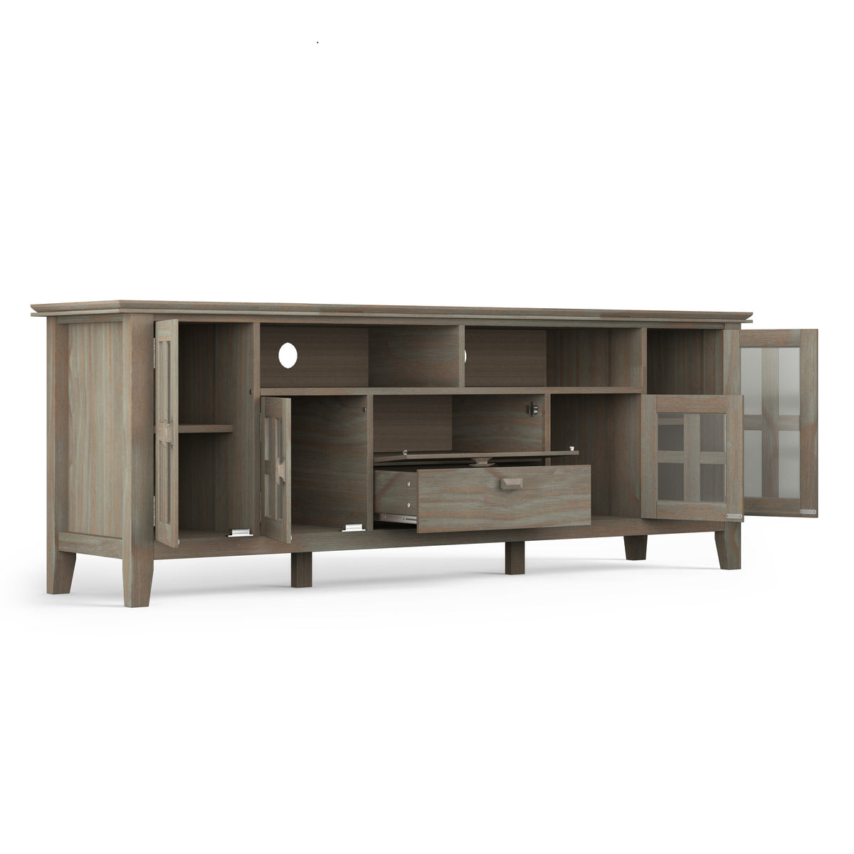 Artisan 72 Inch Wide Solid Wood TV Stand in Distressed