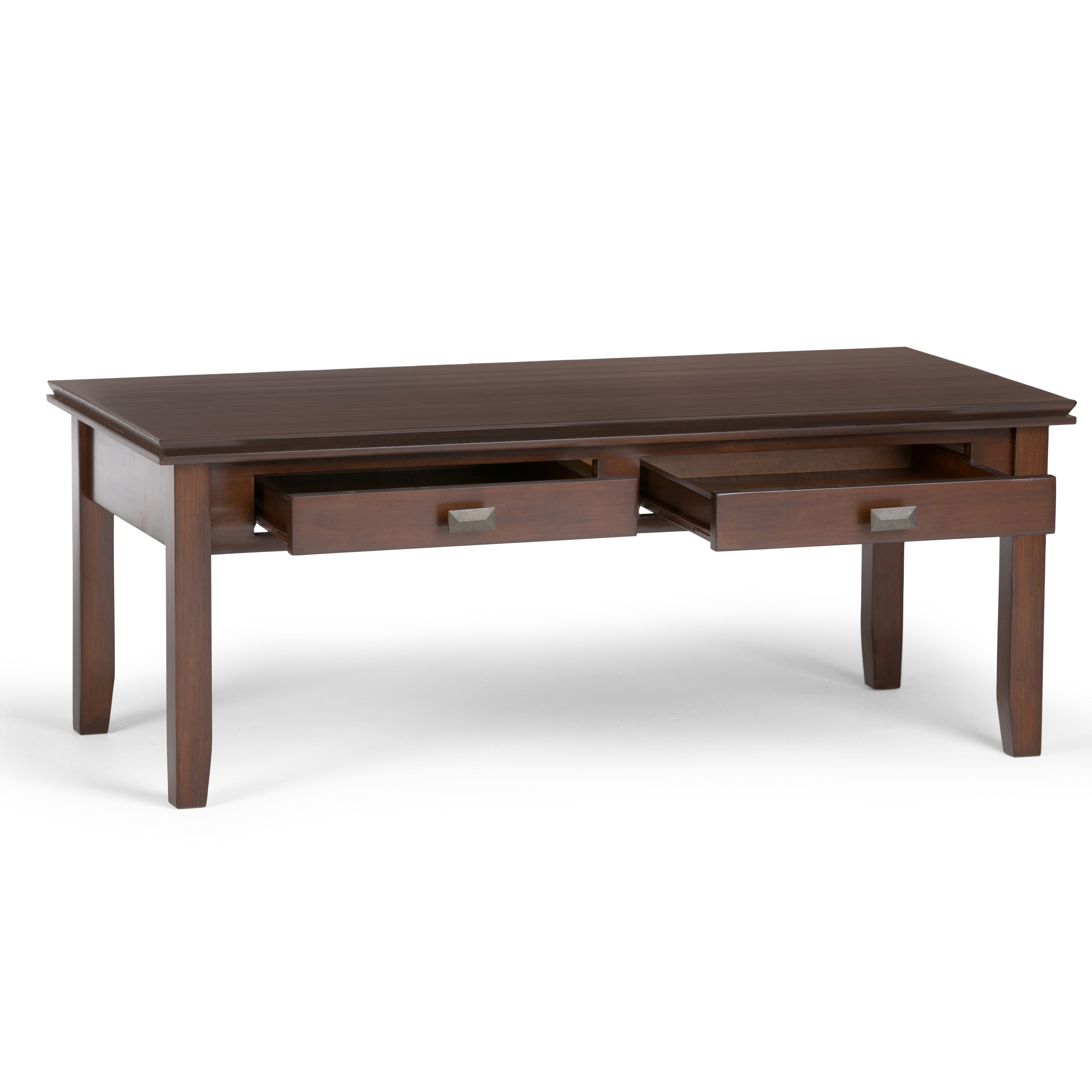 Artisan 46 Inch Wide Solid Wood Coffee Table in Russet
