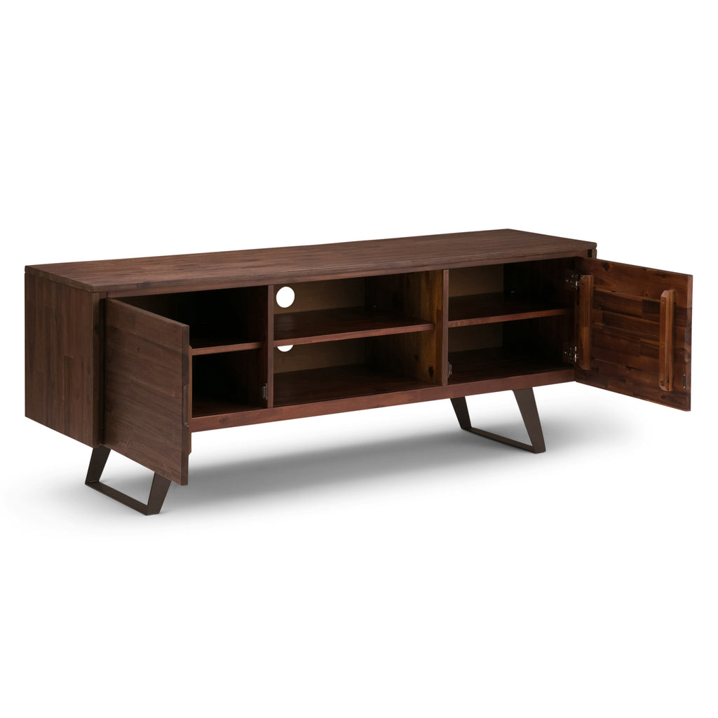 Lowry 63 Inch Wide Solid Wood TV Stand in Distressed