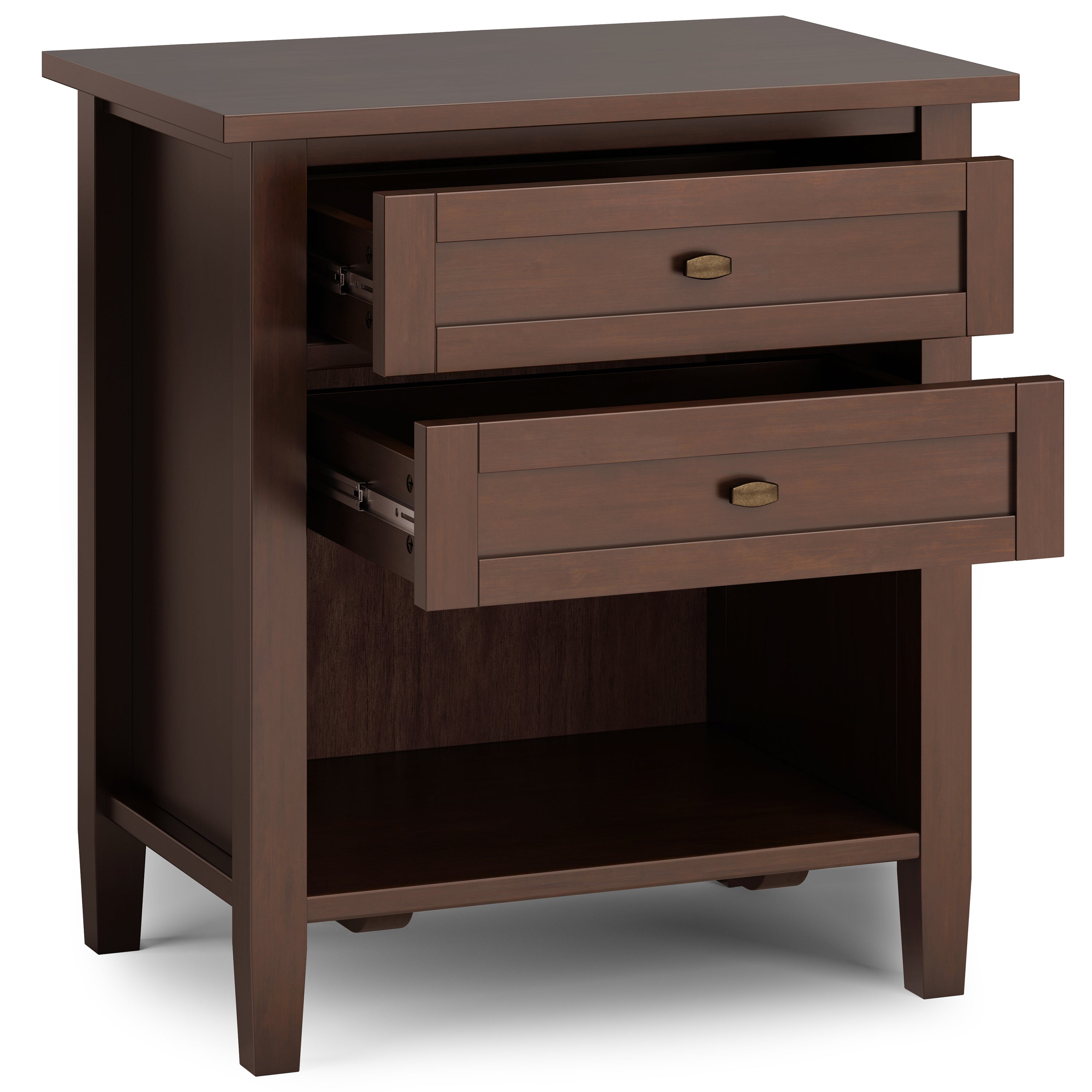 Warm Shaker Solid Wood 24 Inch Wide Transitional Nightstand in Russet